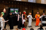 Purim spiel at Temple Israel of Boston with lively costumes