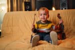 Kid Children Little Boy Toddler Making Music Violin