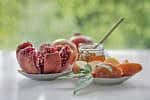 Rosh Hashanah Pomegranates Apples Honey Rosh Hashana (jewish New Year holiday concept)
