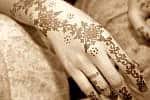 Henna tattoo Henna tattoo on female hand.