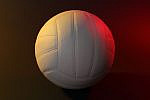 Volleyball White volleyball ball on dark background in color lights